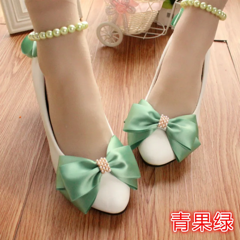 Women's New Luxury Pumps Wedding PU 3 5 8CM Thin Heels Fashion Metal Decoration Butterfly-knot Shallow Party Woman Shoes