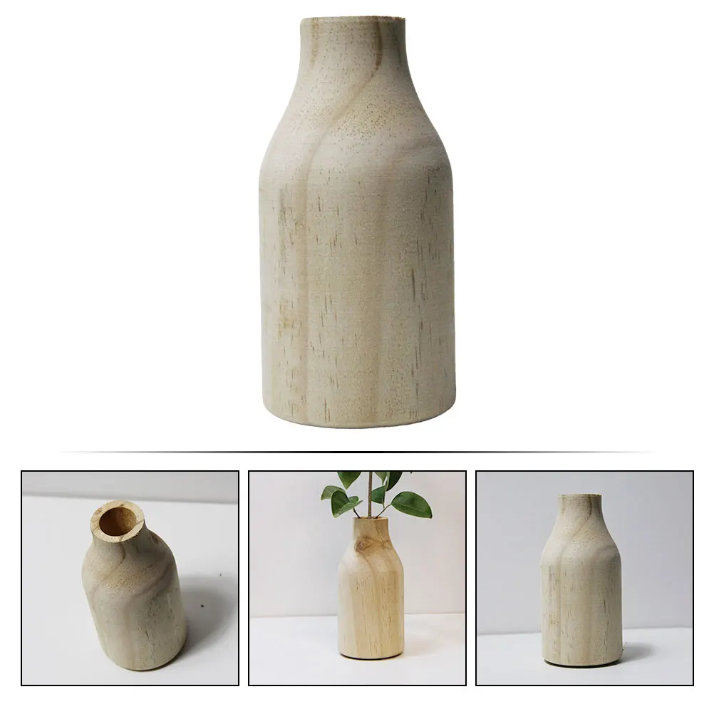 

Modern Wooden Flower Rustic Vase For Dried Flowers Decorative Plant Pot Desktop Home Decoration Small Wood Craft Vase Flower