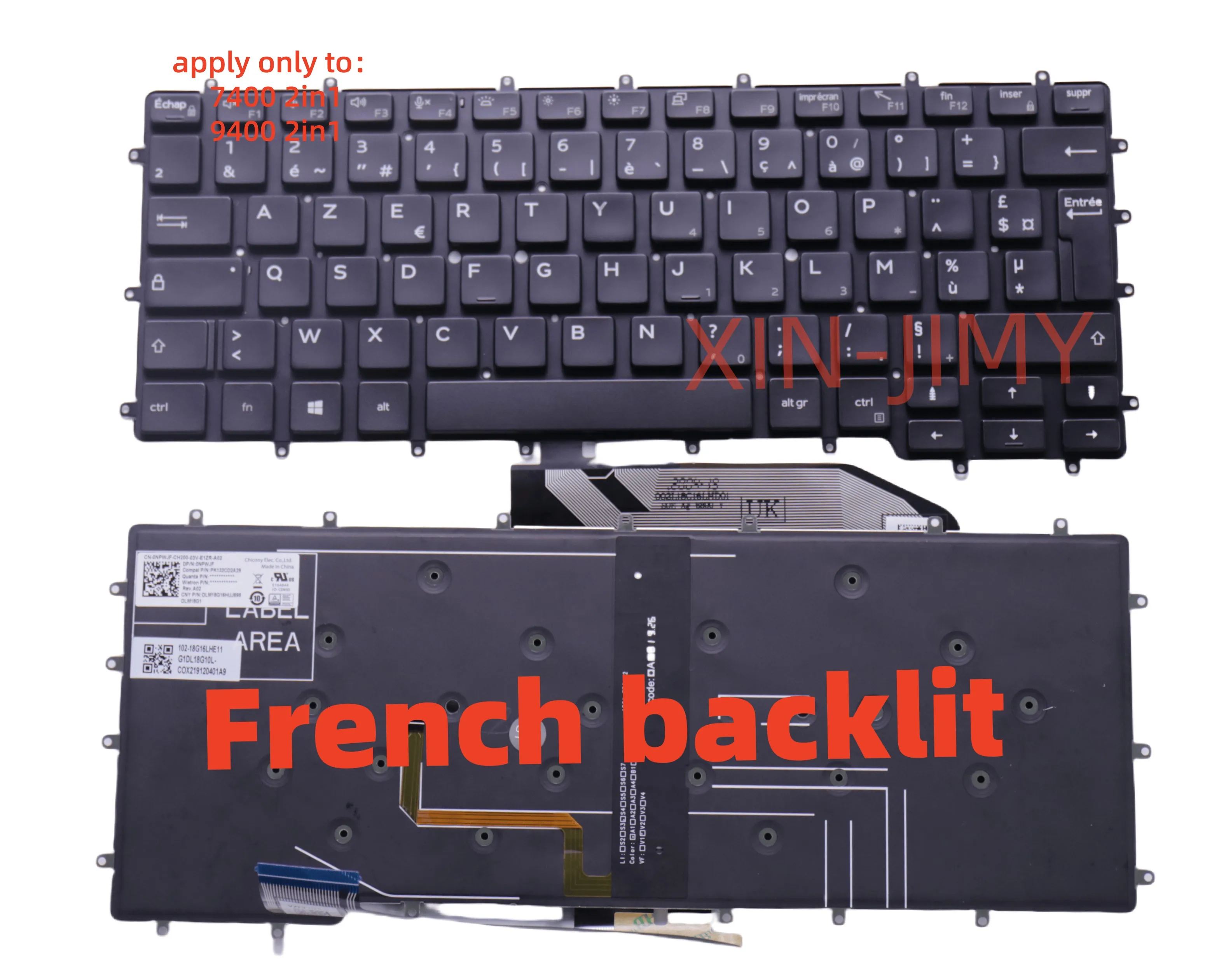 

French laptop keyboard for DELL Latitude 7400 2-in-1 9410 2-in-1 FR Layout With Backlit