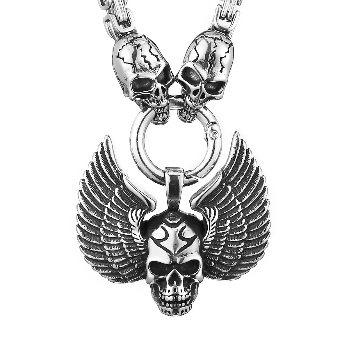 

Boutique Vintage Wing Skeleton Pendant Ghost Chain Personalized Stainless Steel Necklace Jewelry Accessories Gift