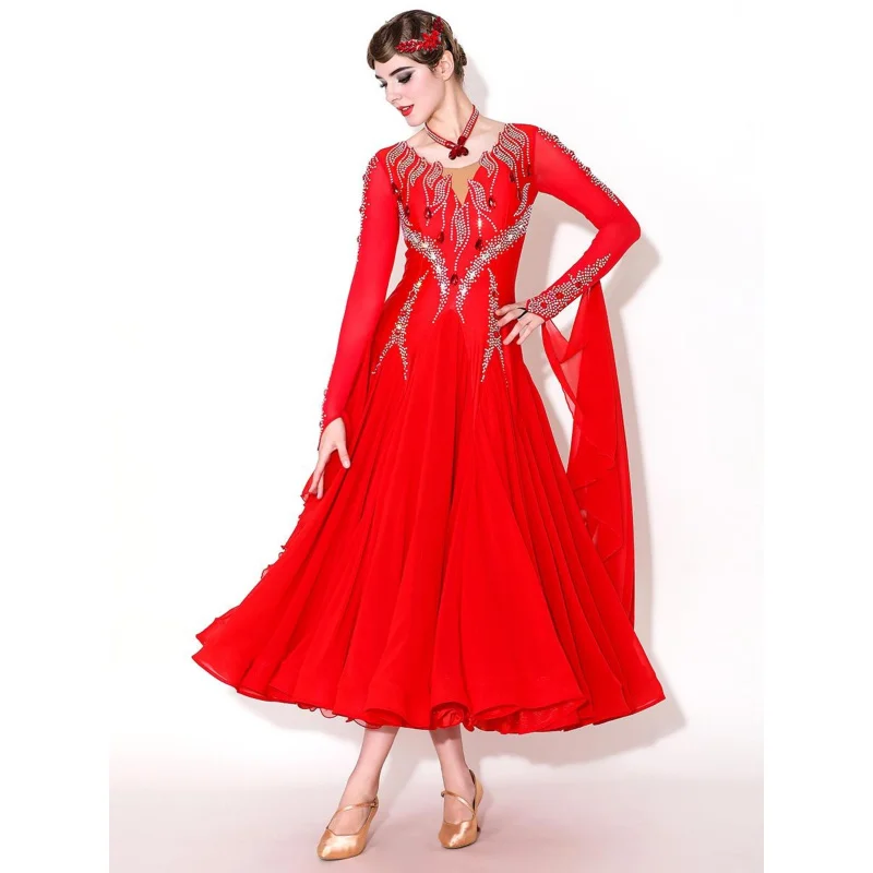 Bachna Socialite! S7081 Maßgeschneidertes modernes Tanz-Performance-Outfit für Erwachsene, neues Intl-Standard-Wettbewerbskleid mit Diamanten