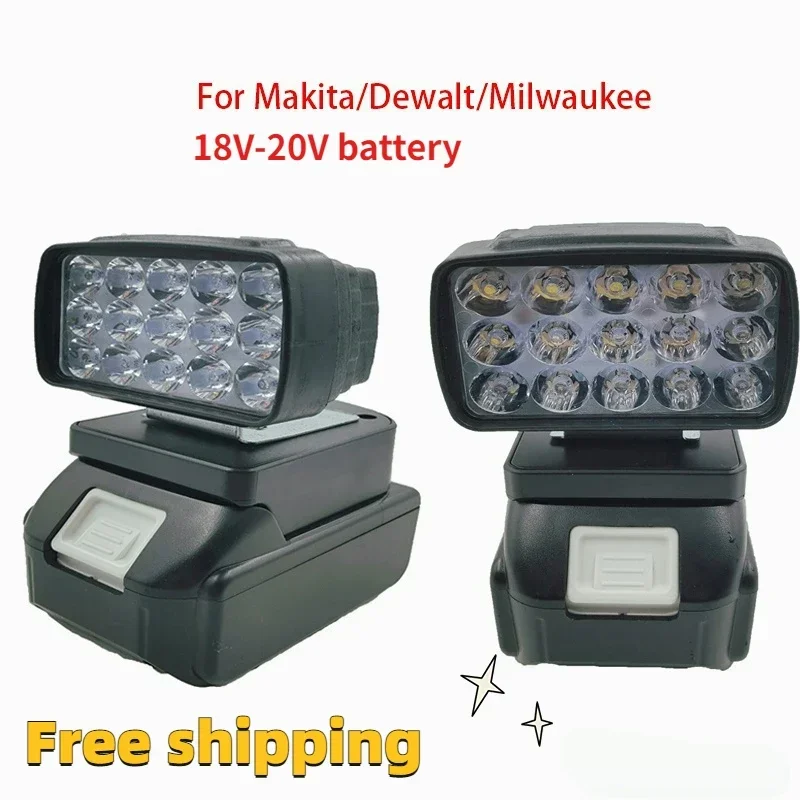 8W LED Work Light For Makita/Dewalt/Milwaukee BL1430 BL1830 Lithium Battery Outdoor Lighting Work Lamp Camping Lighting