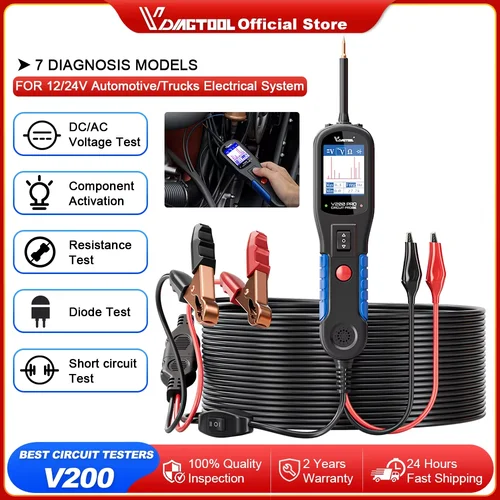 VDIAGTOOL V200 probador de circuito automotriz 12V-24V sonda de circuito de alimentación buscador de disyuntor abierto herramientas de diagnóstico eléctrico de coche