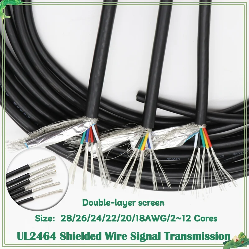 

Signal Copper Cable Electric Sheathed Wires UL2464 PVC Shielded Wire 28 26 24 22 20 18AWG 5M Channel Audio Line 2 ~12Cores
