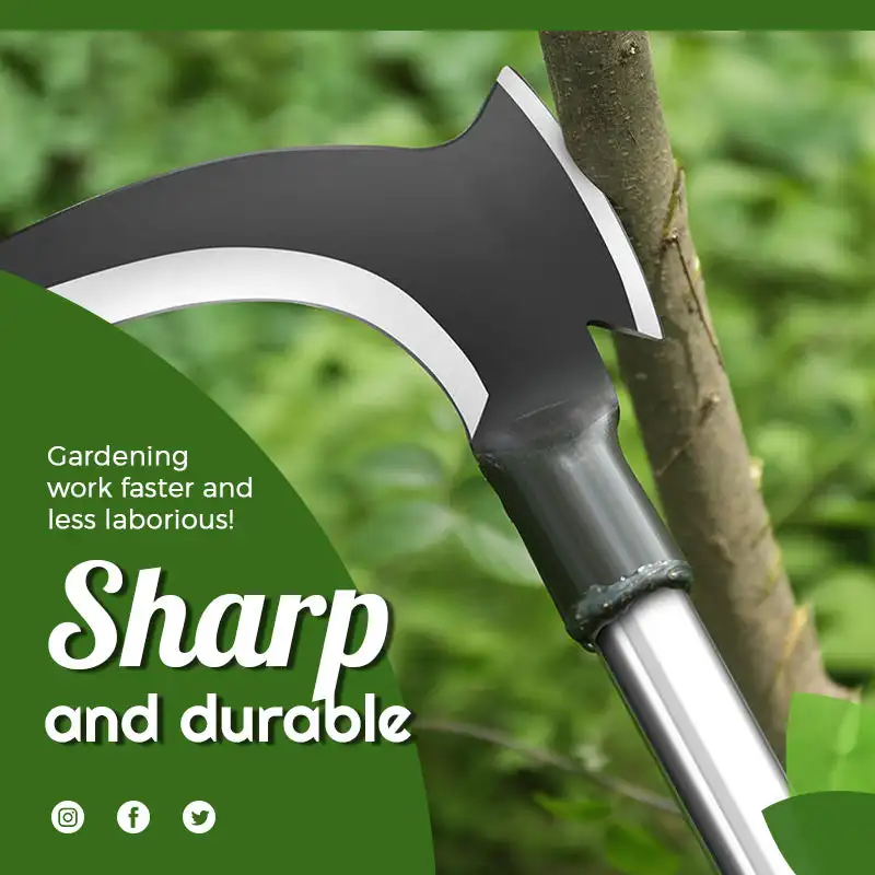 High Manganese Double Sickle Manganese Chopping Scythe Axe Wood Chopping Trees Cutting Grass Weeding Machete Garden Tools