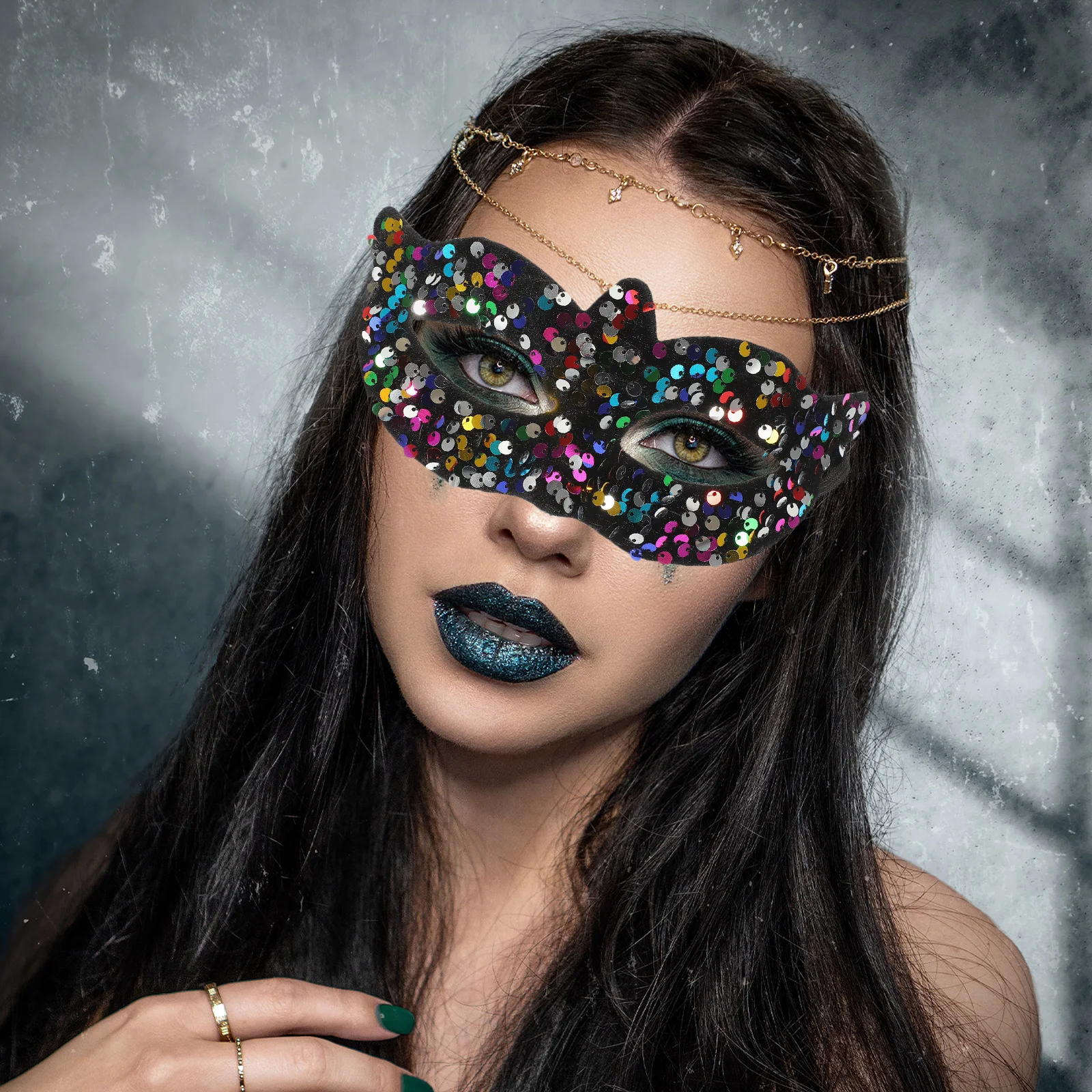 

Lace Sequin Pointy Mask Miss Face Pvc Masquerade for Women Mardi Gras Accessories