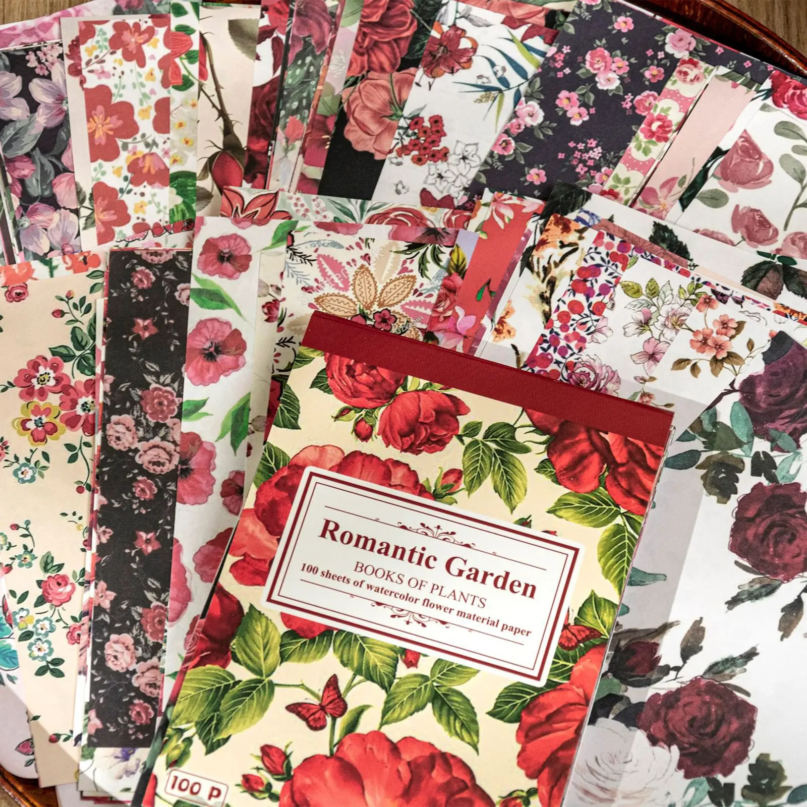 100 pcs Creative vintage floral floral patterns decorate message Notepad diary material paperScrapbooking Material