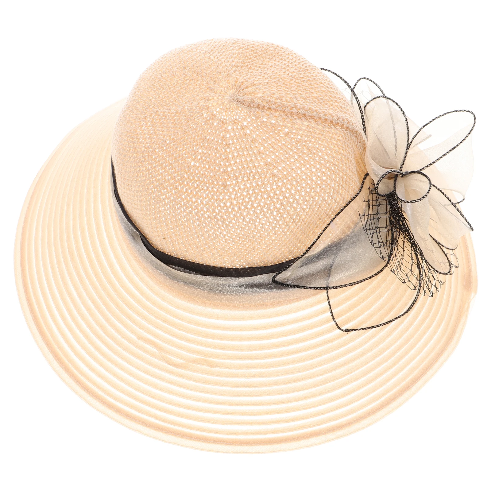 

Organza Brim Beach Hats for Women Summer Cooling Cowgirl Black Funeral Ladies Dress Hats Tea Party Summer Hat Women