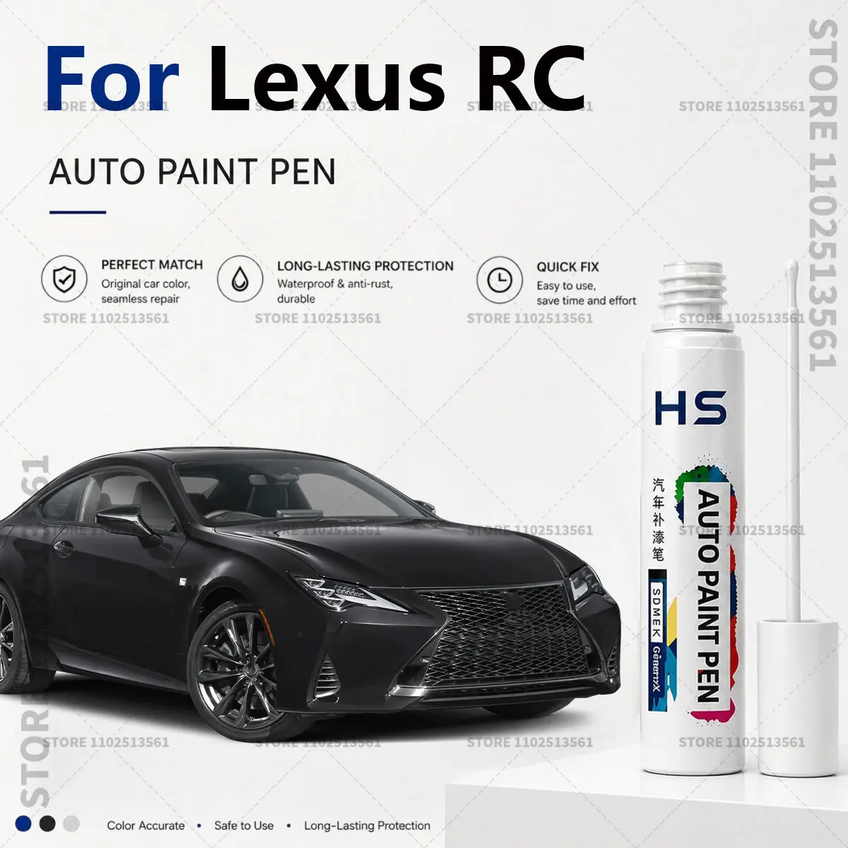 Touch Up Paint Pen – Quick Car Scratch Repair for Chips & Minor Scratches For Lexus RC White Pearl Gray Obsidian Black Infra red