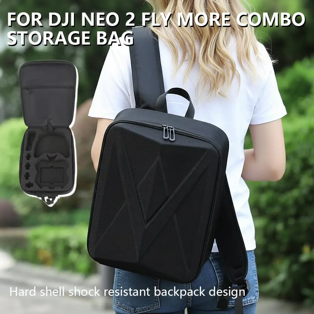 

Large Capacity Backpack For DJI Neo2 Motion-sensing Storage Bag Waterproof Storage Hard-shell Backpack Black Travel Drone B W3X6