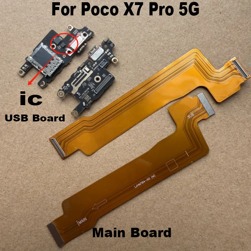

For Xiaomi Poco X7 PRO 5G USB Charging Dock Port Main Mother Mic Microphone Fast Connector Board Flex Cable Parts Replacement