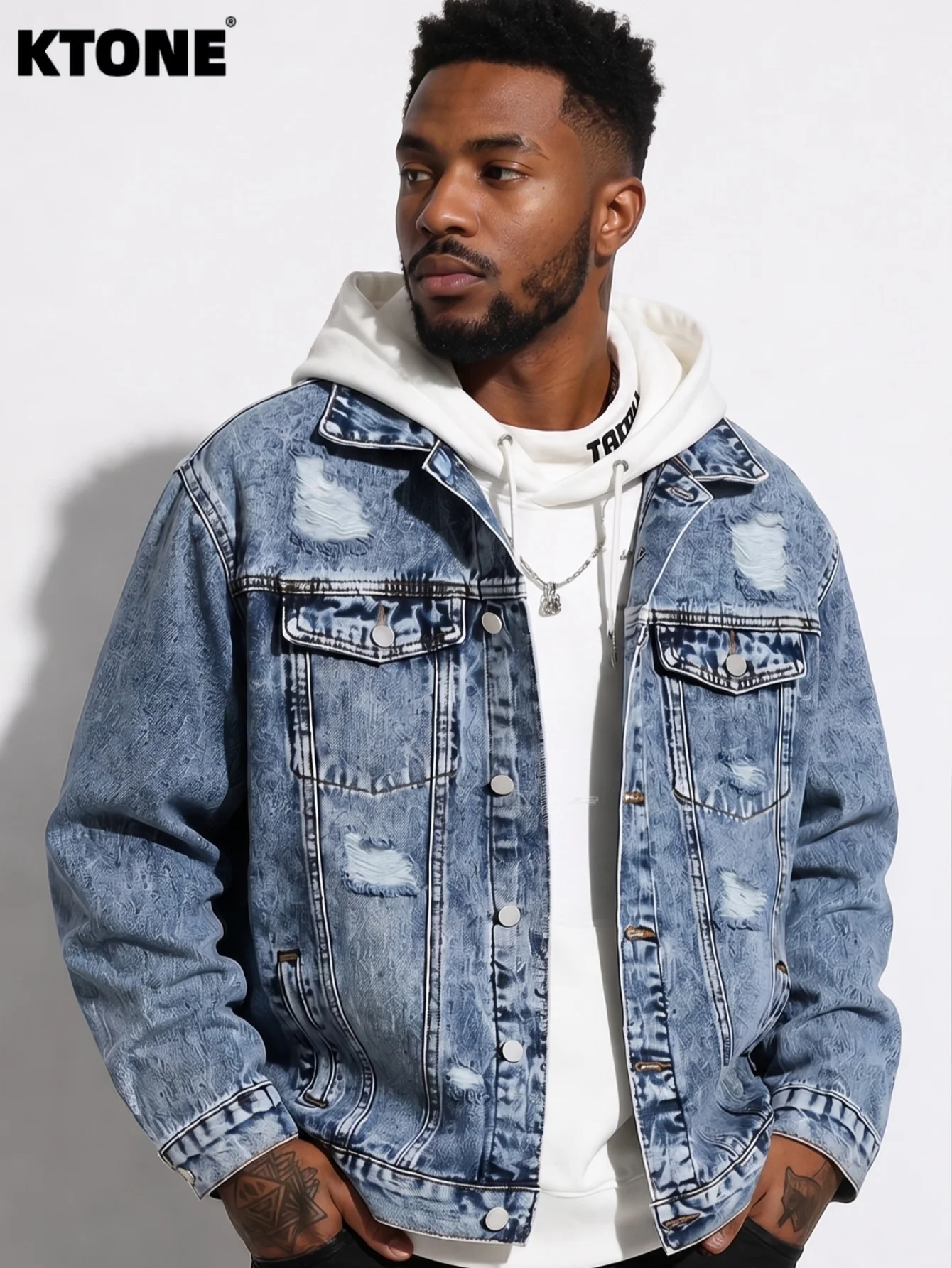 

Classic Basic Denim Coat Men Four‑Season Casual Outerwear Plain Undecorated Style Without Hoodie