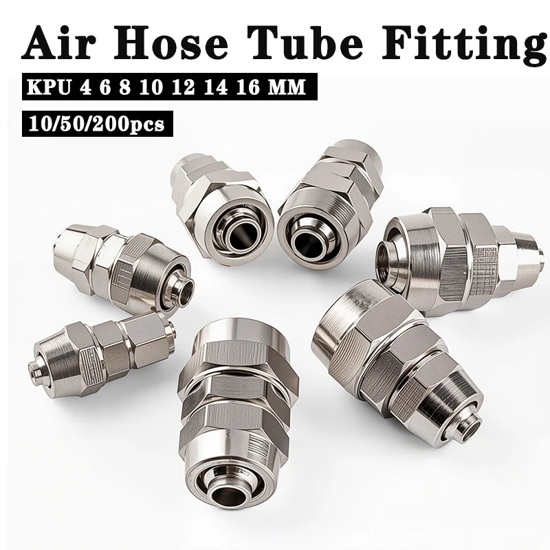 

10/50Pcs PU-4 6 8 10 12 14 16 MM OD Hose Tube Connect PU Tube Direct Pneumatic Connector Quick Fast Twist Air Hose Tube Fitting