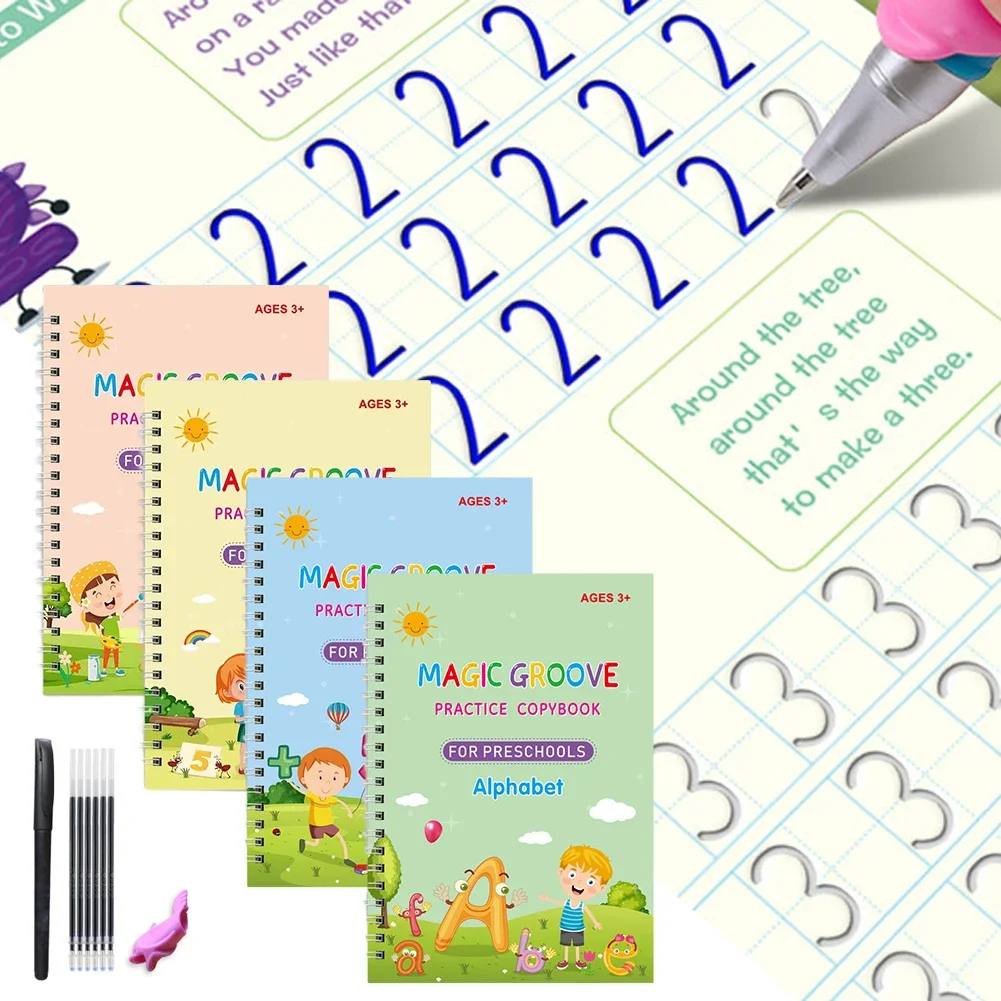 Children Montessori Pen Control Training Writing Sticker Learning Educational Toy Reusable Magic Copybook Drawing Toys for Kids