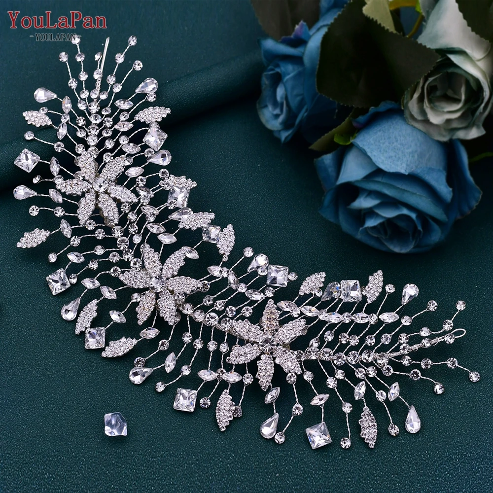 

TOPQUEEN Wedding Headpiece Bridal Headdress Hair Accessories Crystal Flower Headband for Pageant Party Brides Diadem Tiara HP384