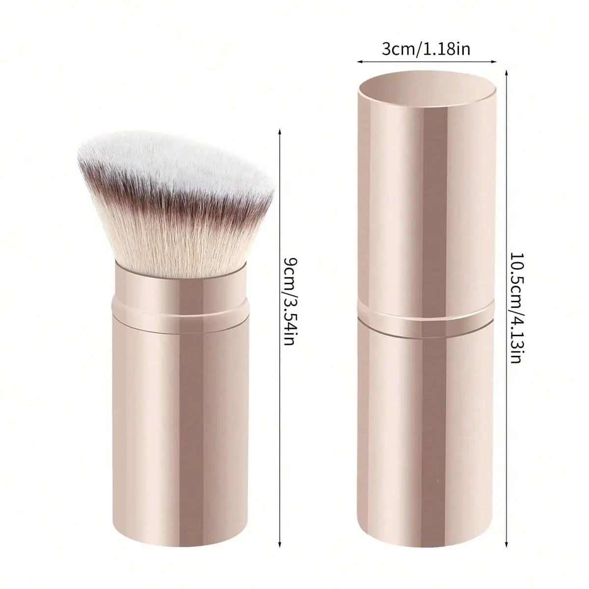 1pc profissional facial cabeça oblíqua escova retrátil, pincel de maquiagem, blush escova de fundação, pincel de pó solto, syntheti