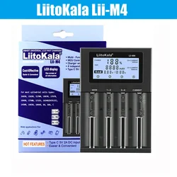 LiitoKala Lii-M4 Lii-M4S 4slots Smart Charger LCD Display for 18650  26650 21700 32650 20700 21700 16340 AA AAA battery