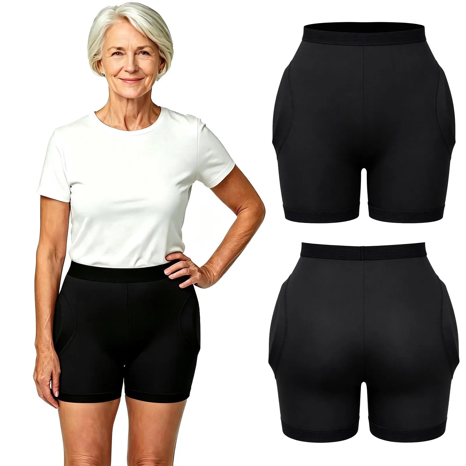Hip Safety Shorts for Senior Women Men Crash Pants Underwear Anti-slip Elastic Waist Legs Side Padded Shorts