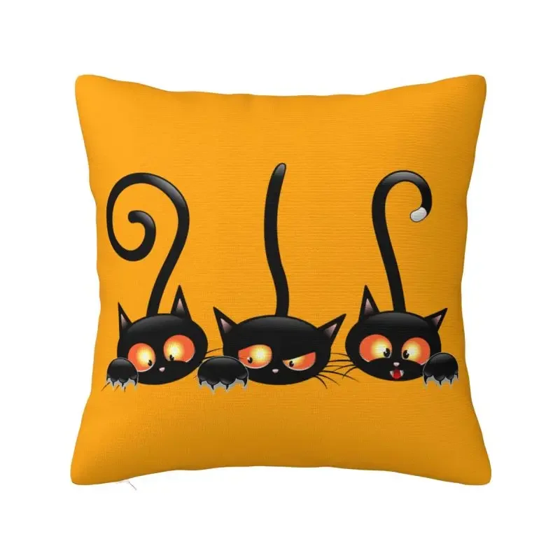 

Modern Halloween Black Cat Cushion Cover Polyester Throw Pillow Case Home Decor