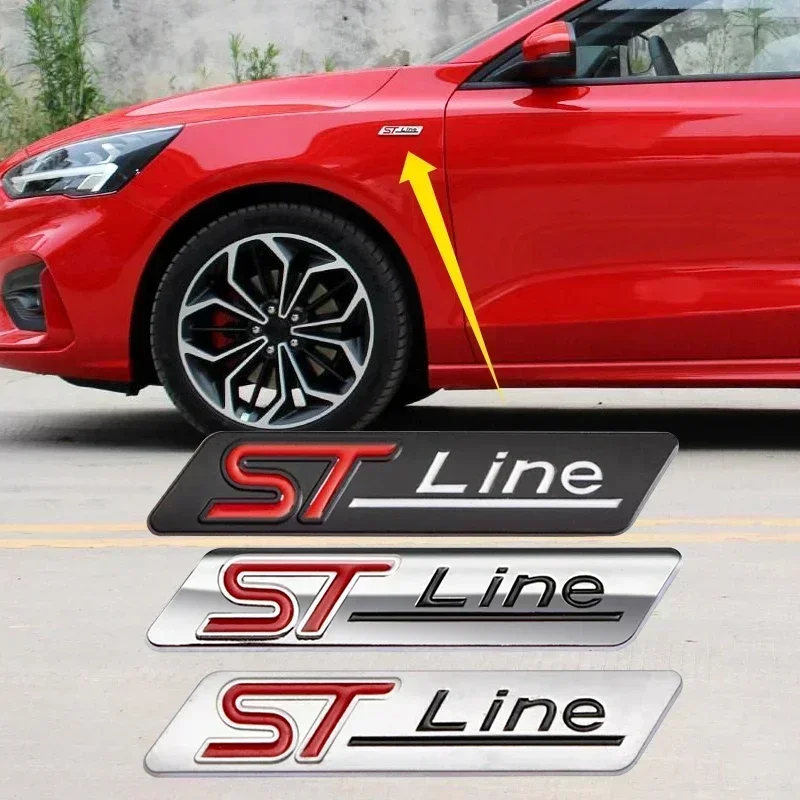 1pcs Metal 3d Logo ST Line letter Emblem Car Fender Badge Sticker auto Accessories