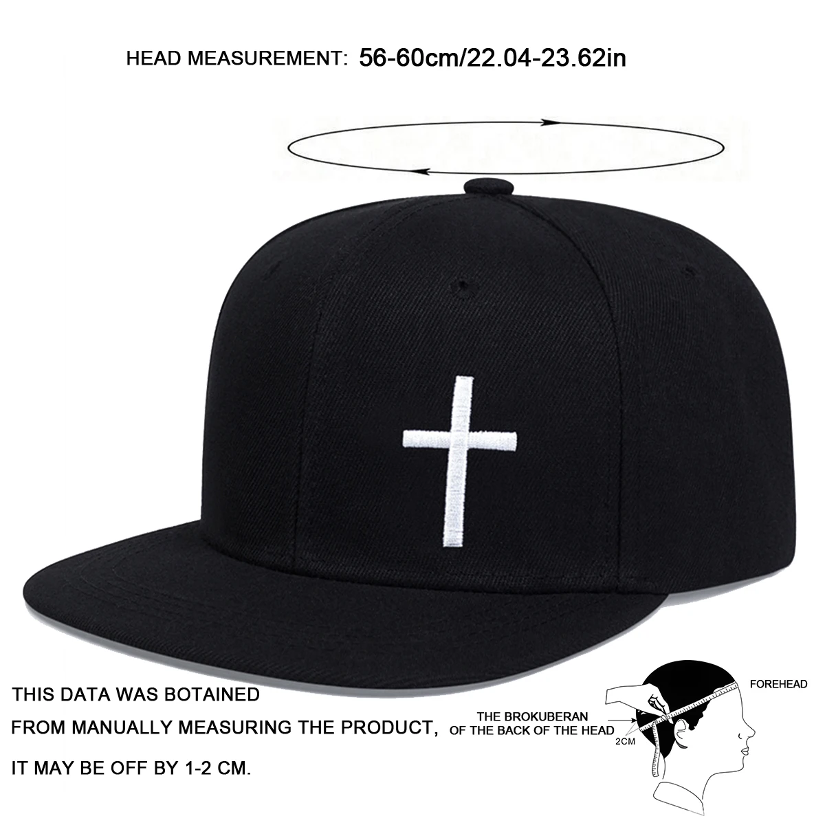 Unisex Cross Embroidery Hip-hop Hats Spring Autumn Outdoor Adjustable Casual Baseball Caps Sunscreen Hat