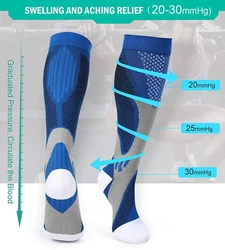 New Compression Socks 20-30 MmHg Fit Varicose Veins Medical Swelling Diabetes Atheletic Anti Fatigue Football Soccer Stockings