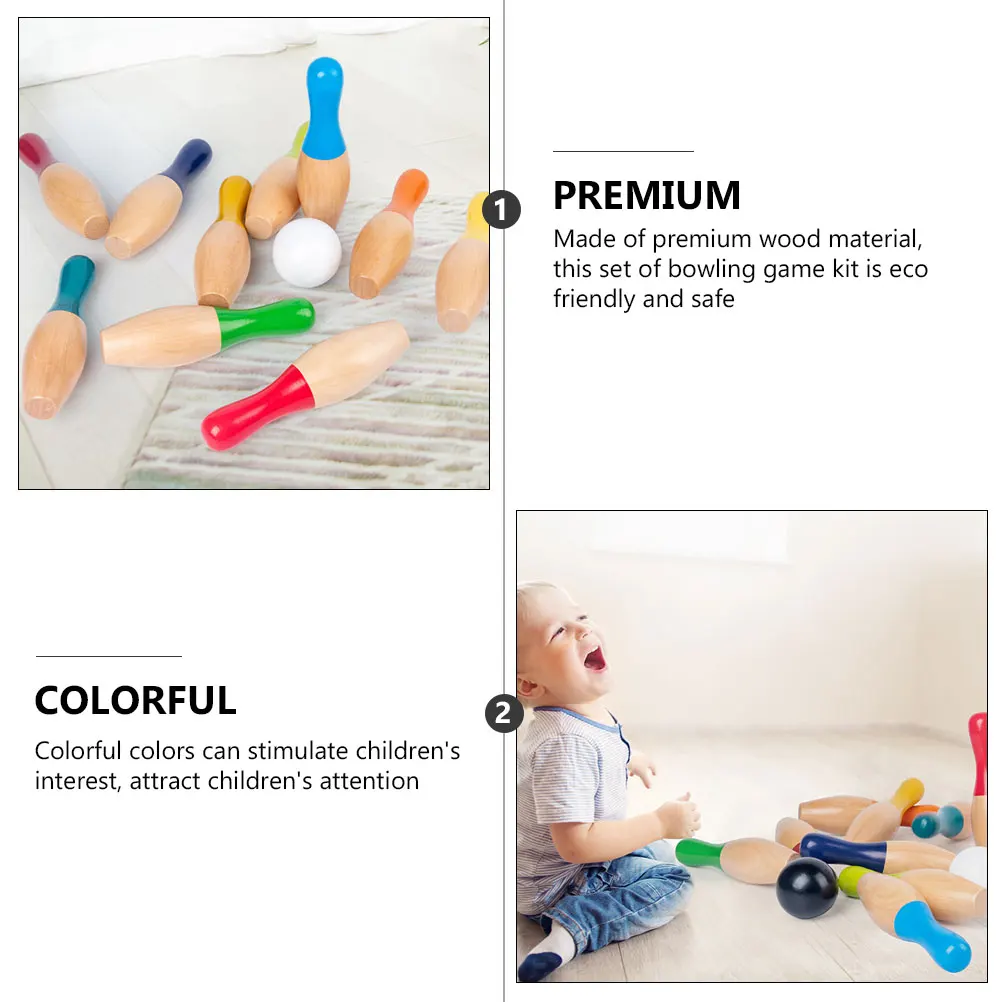 

1Set Bowling Balls Set Eco-Friendly Wooden Educational Game for Indoor Sports Parent- Activity
