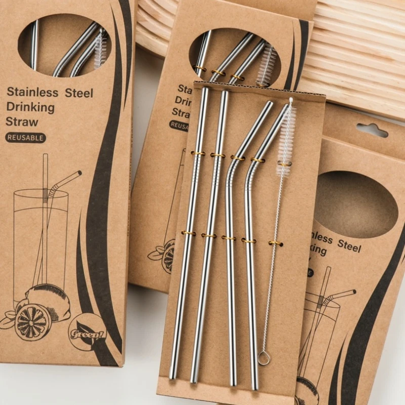 GIANXI Stainless Steel Straw Healthy Eco Friendly Straws For Drinks Reusable Straws Set With Cleaner Brush Drinkware Accessories
