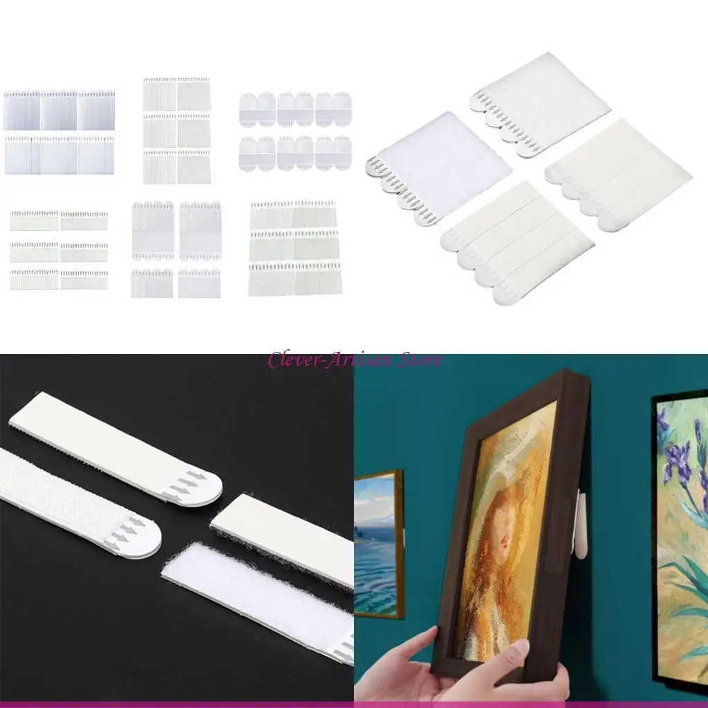 

E06B 12Pcs Large Picture Hanging Strips Removable Adhesive Wall Mounting Strips Punchfree Frame Tape Strips Enduring
