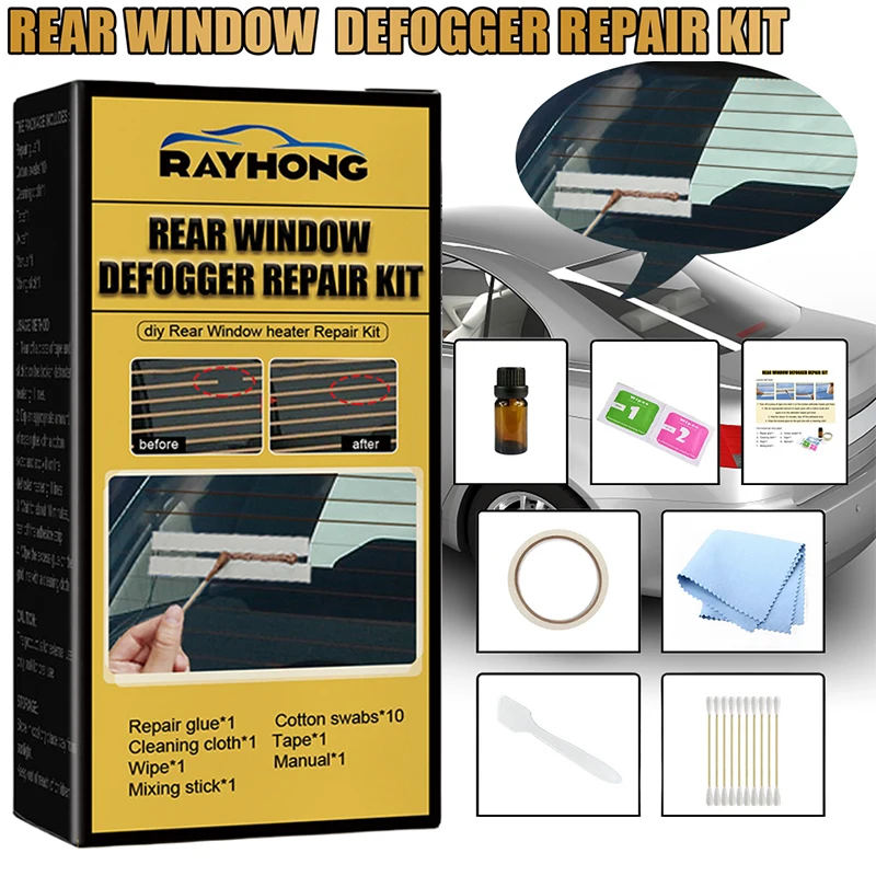 Car Rear Window Defogger Repair Kit Restore Heater Grid Line Quick Repair Scratched Broken Grid Line Auto Care Accessories Kit