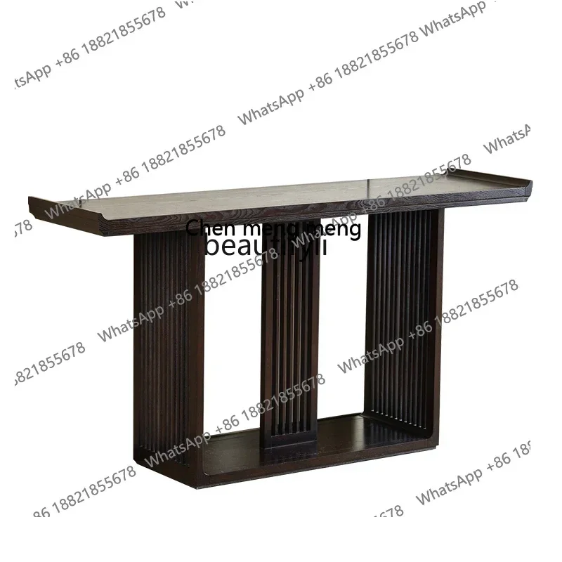 X  New Chinese style entrance table against the wall, Zen ash wood modern, solid wood living room minimalist entrance table