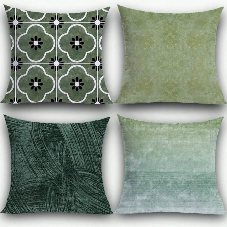 

Classic Retro Dark Green Floral Abstract Pillow Cover Set All Season Decor Living Room Bedroom Sofa Car Cushion No Insert Home