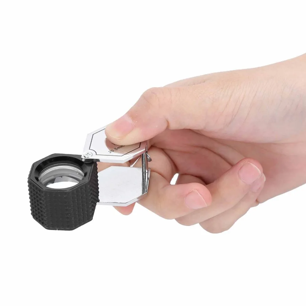 10x Magnification Jewelry Loupe 20.5mm Lens Optical Glass 10X Magnifier Metal Foldable Pocket Size Magnifying Glass