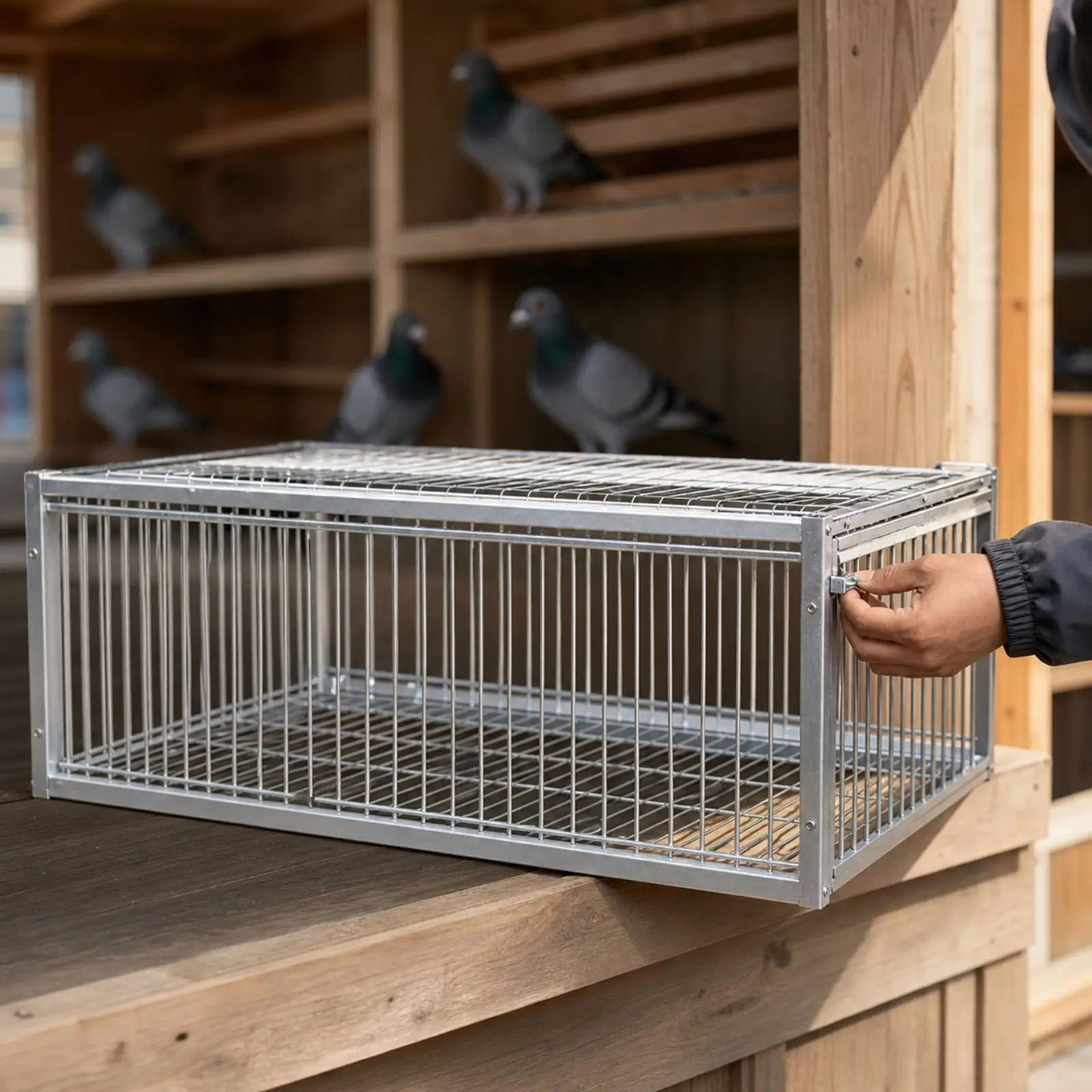Rectangular Iron Pigeon Cage Corrosion-Resistant Pigeon Cage with Skylight No Assembly Required Outdoor for Training Areas