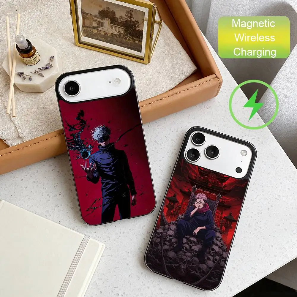 

S-Satoru Gojo and His Students Phone Case For iPhone17,16,15,14,13,12,11 Max Black Wireless Charging Protecitve Cover