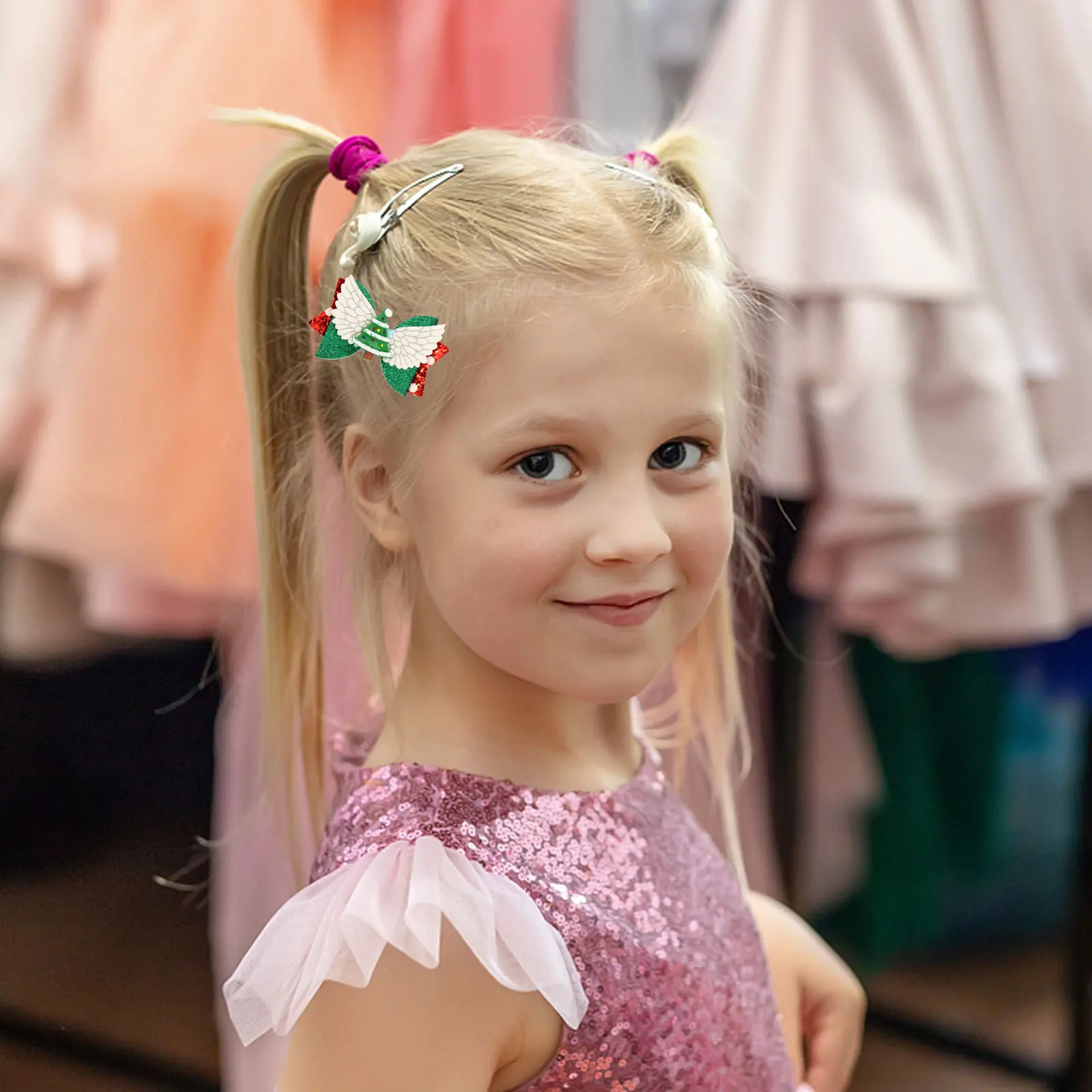 

4Pcs Christmas Hairpins Artificial Bow Barrettes Party Hair Accessories Girls Hair Clips Unique Christmas Hairpin