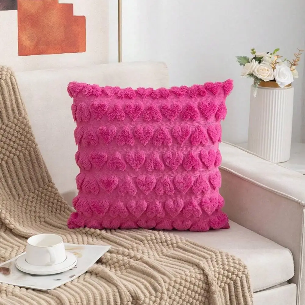 Soft Touch Pillow Cover 3d Heart Pattern Throw Pillowcase with Hidden Zipper Closure for Bedroom Room Sofa Short Plush for New