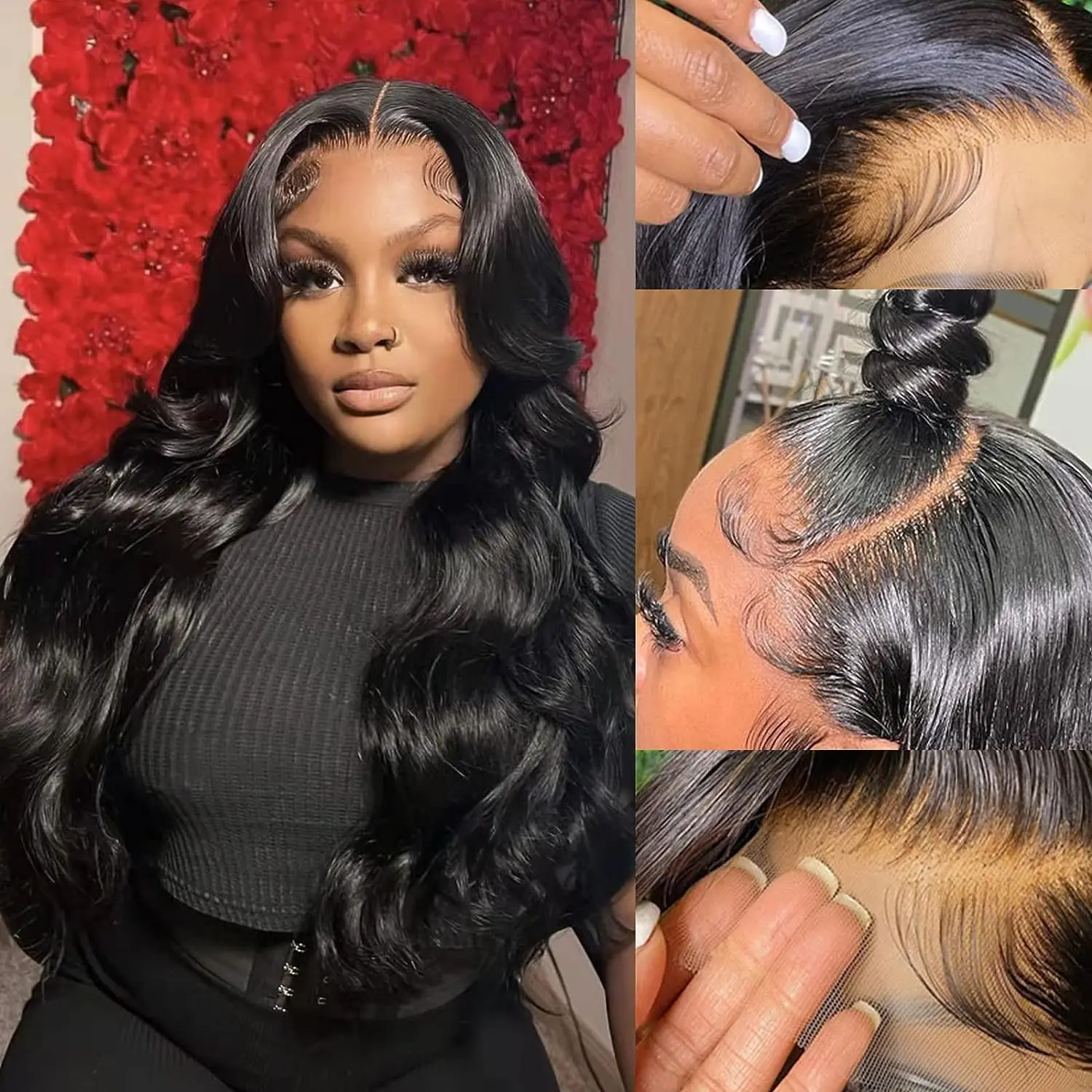 

34Inch Body Wave 13x6 Lace Front Human Hair Wig 220% Density Loose Wave 13x4 Transparent Lace Frontal Wigs For Women Pre Plucked