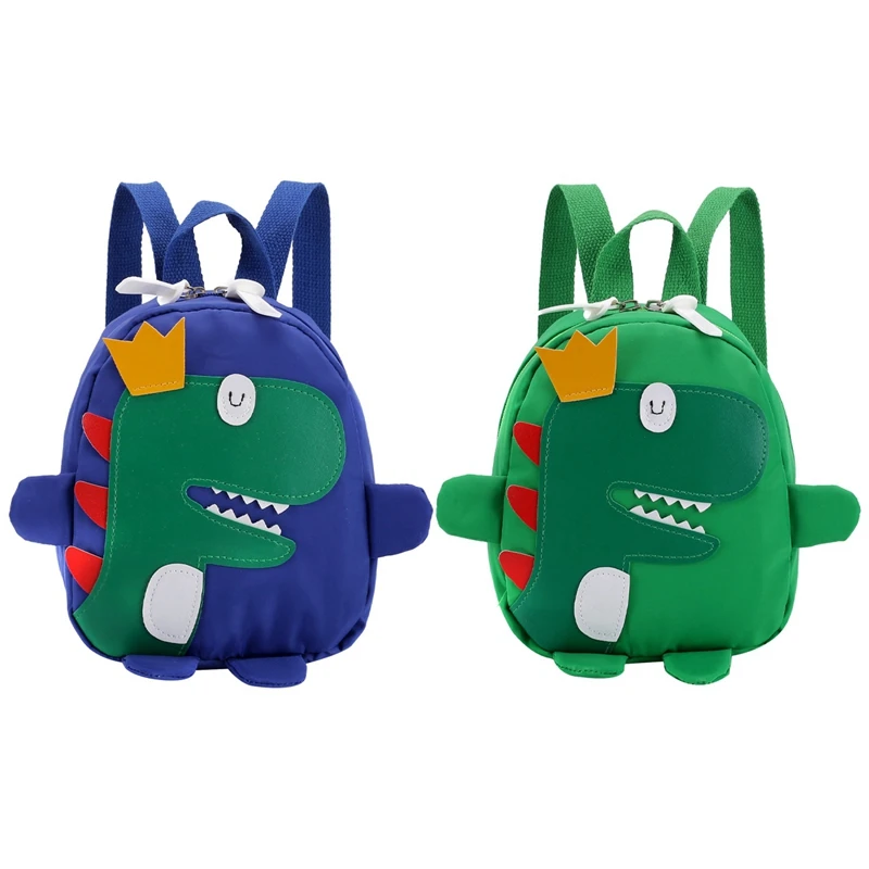 

NEW-2 Pcs Cute Kids Kindergarten School Bag 3D Cartoon Dinosaur Mini Backpack New Baby Boy Girl School Bag Green & Blue