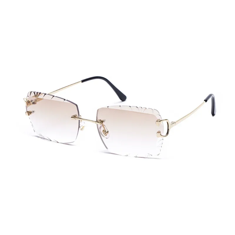 Hot Selling Wholesale Luxury Fashion Designer Rimless Frame Sunglasses Women Metal Rimless Sunglasses Men
