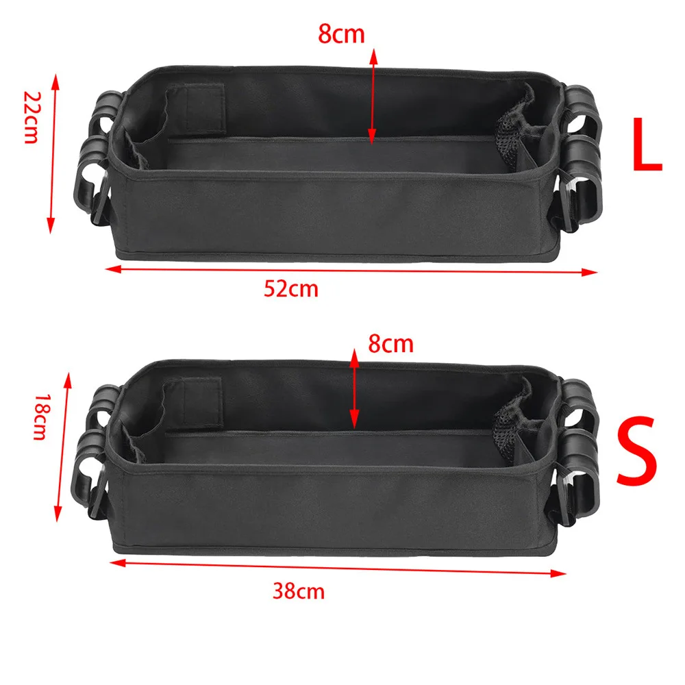 Double Sided Stroller Tray for Snacks & Activities Featuring Faux Leather Side for Eating, Polyester Side for Activities 6