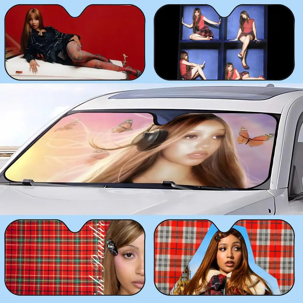 

PinkPantheress Singer Self-adhesive Art Sun Visor Retractable Car Sun Visor Anti-Glare UV Protection Front Window Sunshade