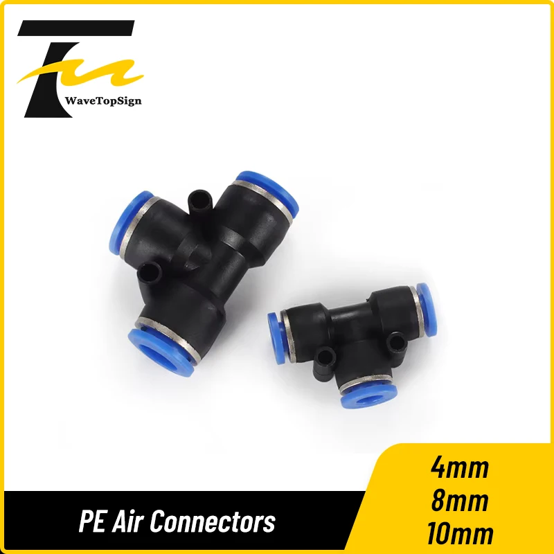 PE Air Connectors 4mm 8mm 10mm Pneumatic Fitting Quick Connect Slip Lock Tee 3Way Plastic Pipe Water Hose Tube Connector