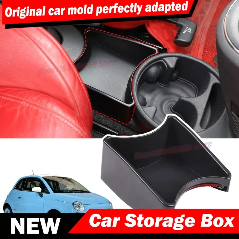Car Armrest Storage Box Central Console Storage Box Container Tray Interior Accessories For Fiat 500 2011 2012 2013 2014 2015