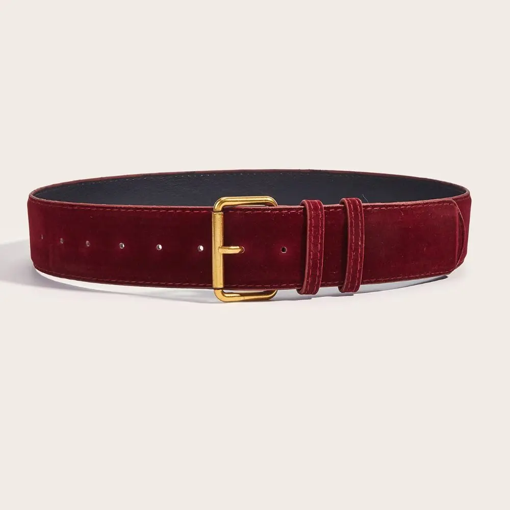 Elegant Women's Wide Leather Belt - Luxury Suede Strap for Office or Leisure with Fashionable Buckle Design