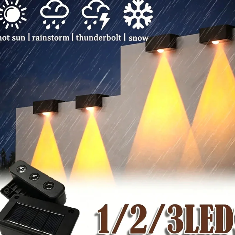 1/2/4PCS LED Solar Step Light Outdoor Waterproof Wall Mounted Lamp for Garden Stairs Fence Pathway Courtyard Decor