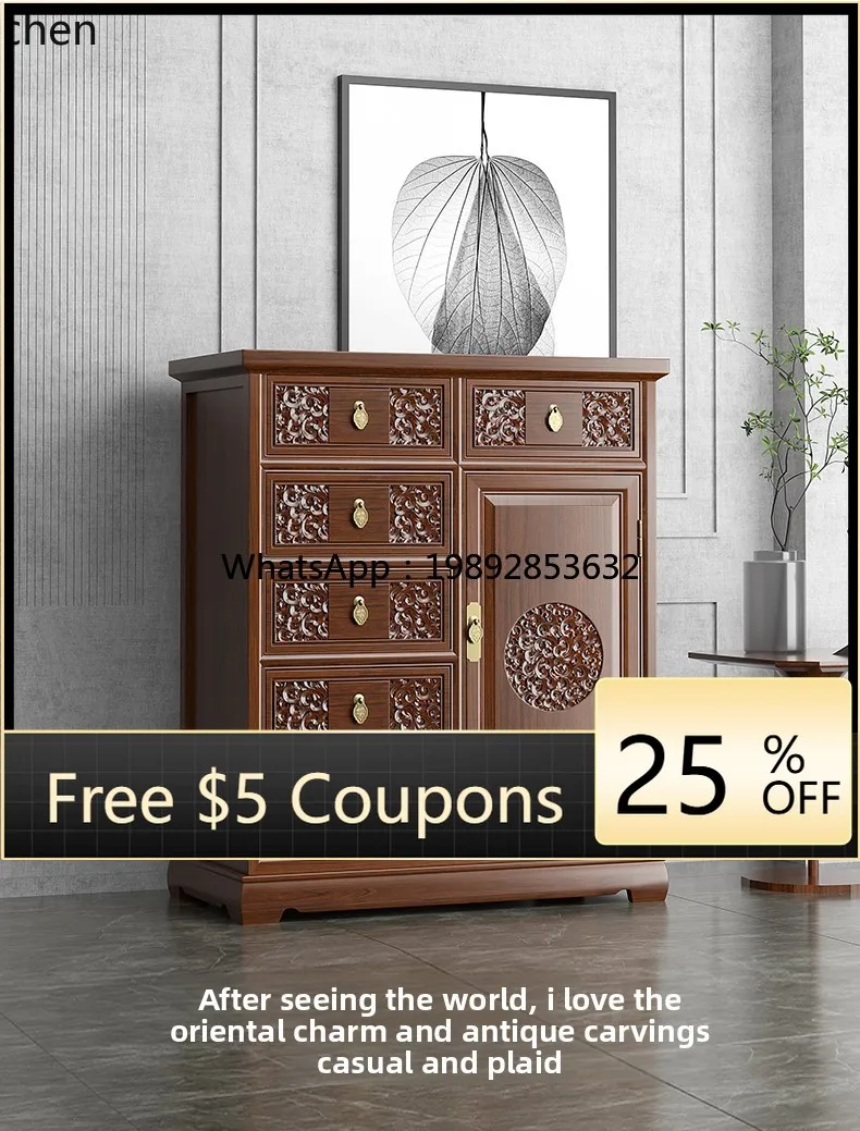 

WW solid wood six-chest cabinet invisible anti-theft safe home office retro locker