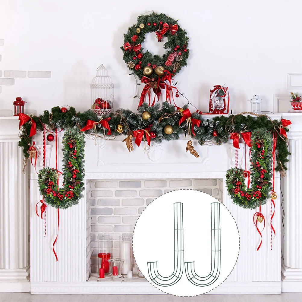 

3pcs Christmas Iron J Wreath Frame Candy Cane Shaped Wire Ring For Diy Holiday Decor Crafts Home Party Outdoor Indoor Use