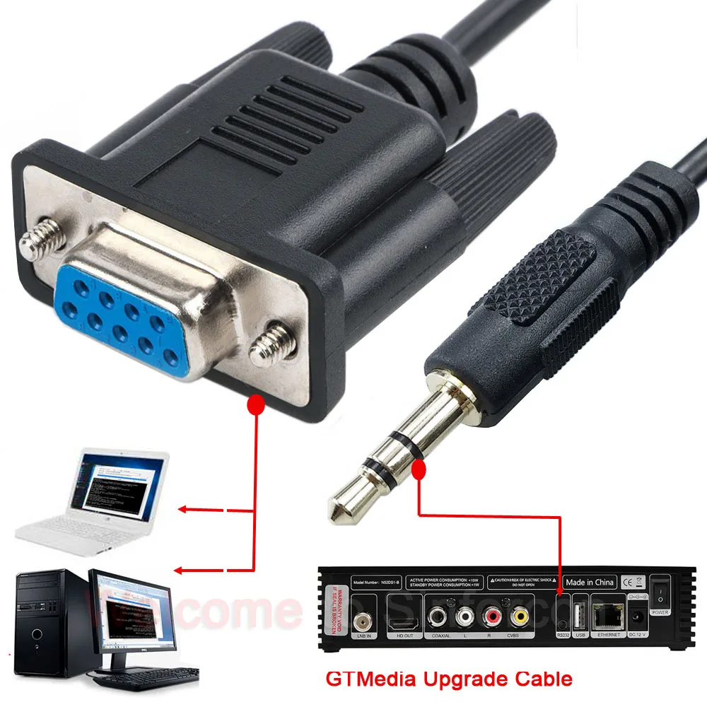 USB/DB9 RS232 to Stereo for GTMedia V8 V8X V8 Prime Firmware Upgrade Flash Download Cable