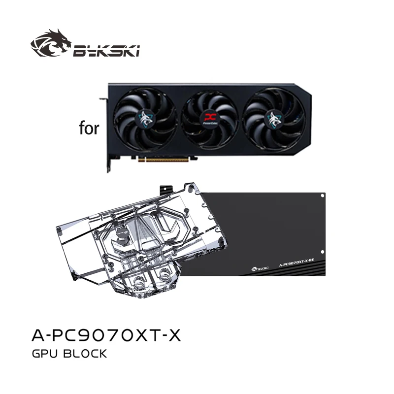 Bykski A-PC9070XT-X GPU Block Use for PowerColor Reaper / Hellhound RX 9070 XT / Video Card Copper Cooler RGB Radiator